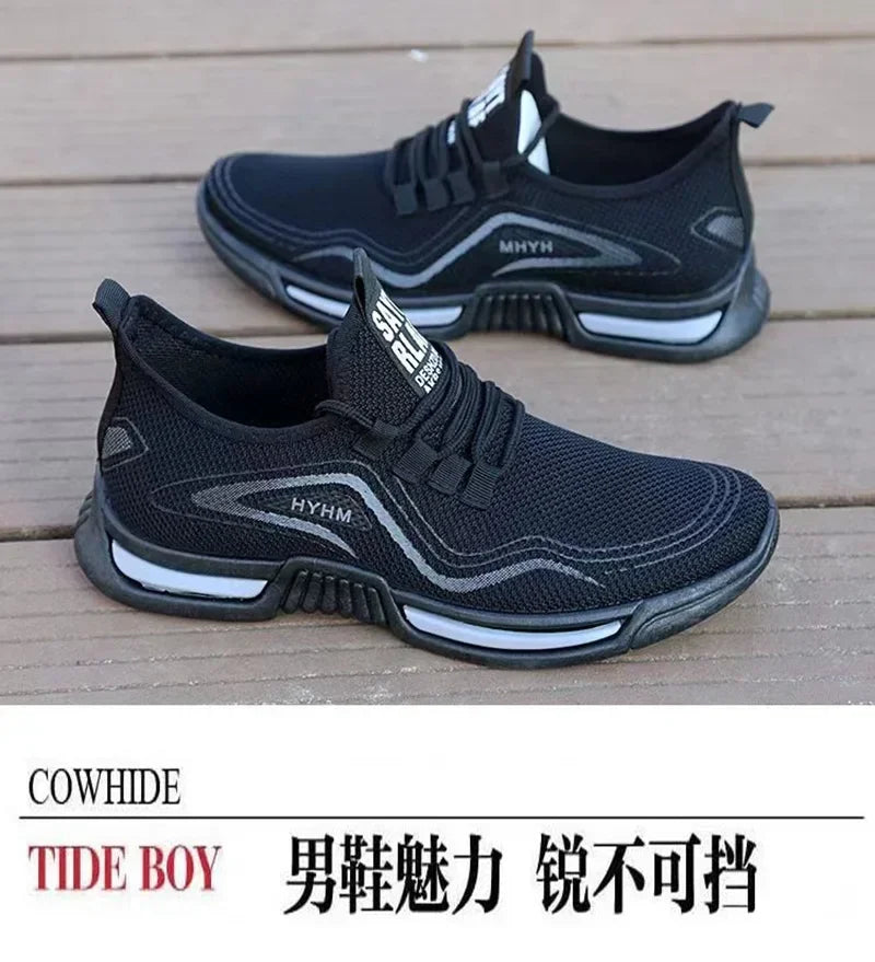 Tênis masculinos slip-on (sem cadarço) de moda — calçados esportivos para corrida, respiráveis, ideais para academia, treino, caminhada e tênis, com solado antiderrapante e design casual.