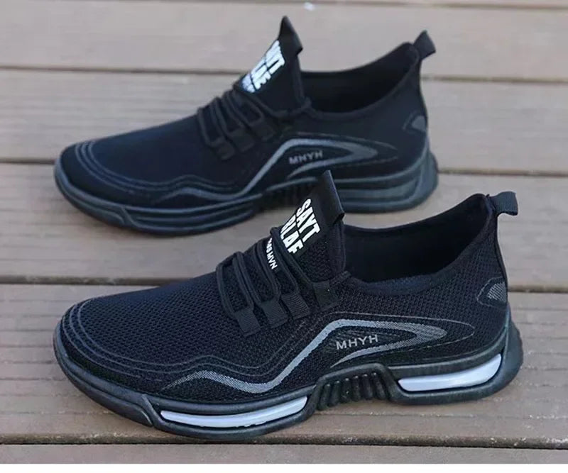Tênis masculinos slip-on (sem cadarço) de moda — calçados esportivos para corrida, respiráveis, ideais para academia, treino, caminhada e tênis, com solado antiderrapante e design casual.
